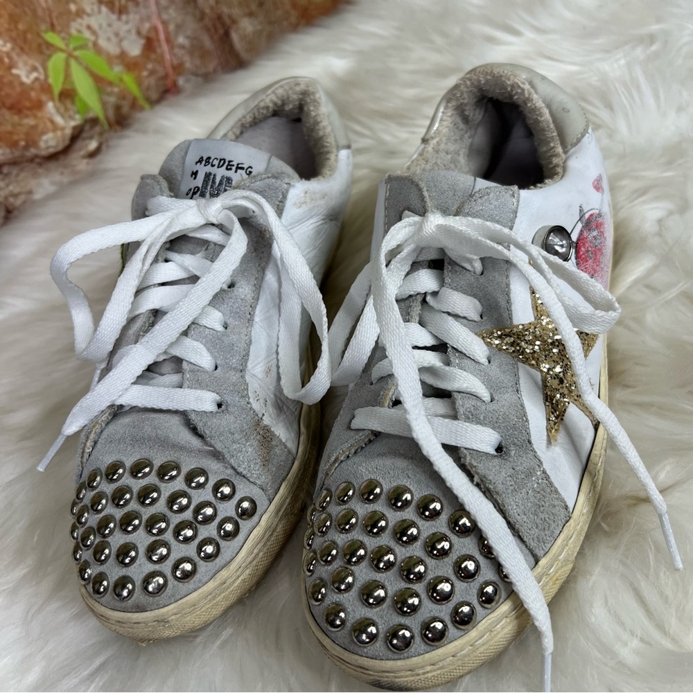 MELINE Lace Up Italian Embellished Sneakers, 38 - Picture 3 of 11